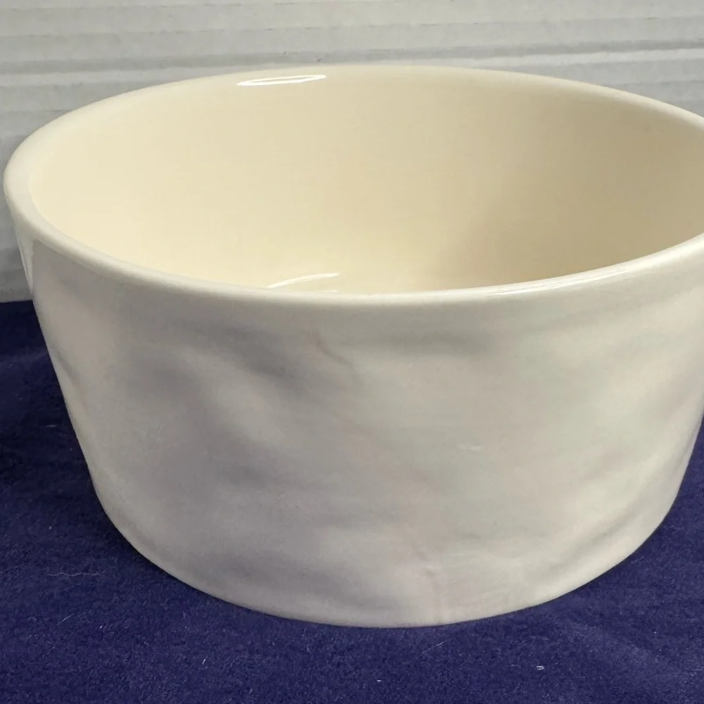Rae Dunn Paw Print Devour Dimpled Large Dog Bowl Ceramic White Minimalist Rare